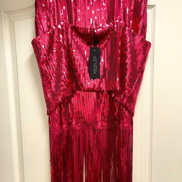 Rachel Zoe hot pink/raspberry “Bra” top and fring skirt. - Picture 4 of 10